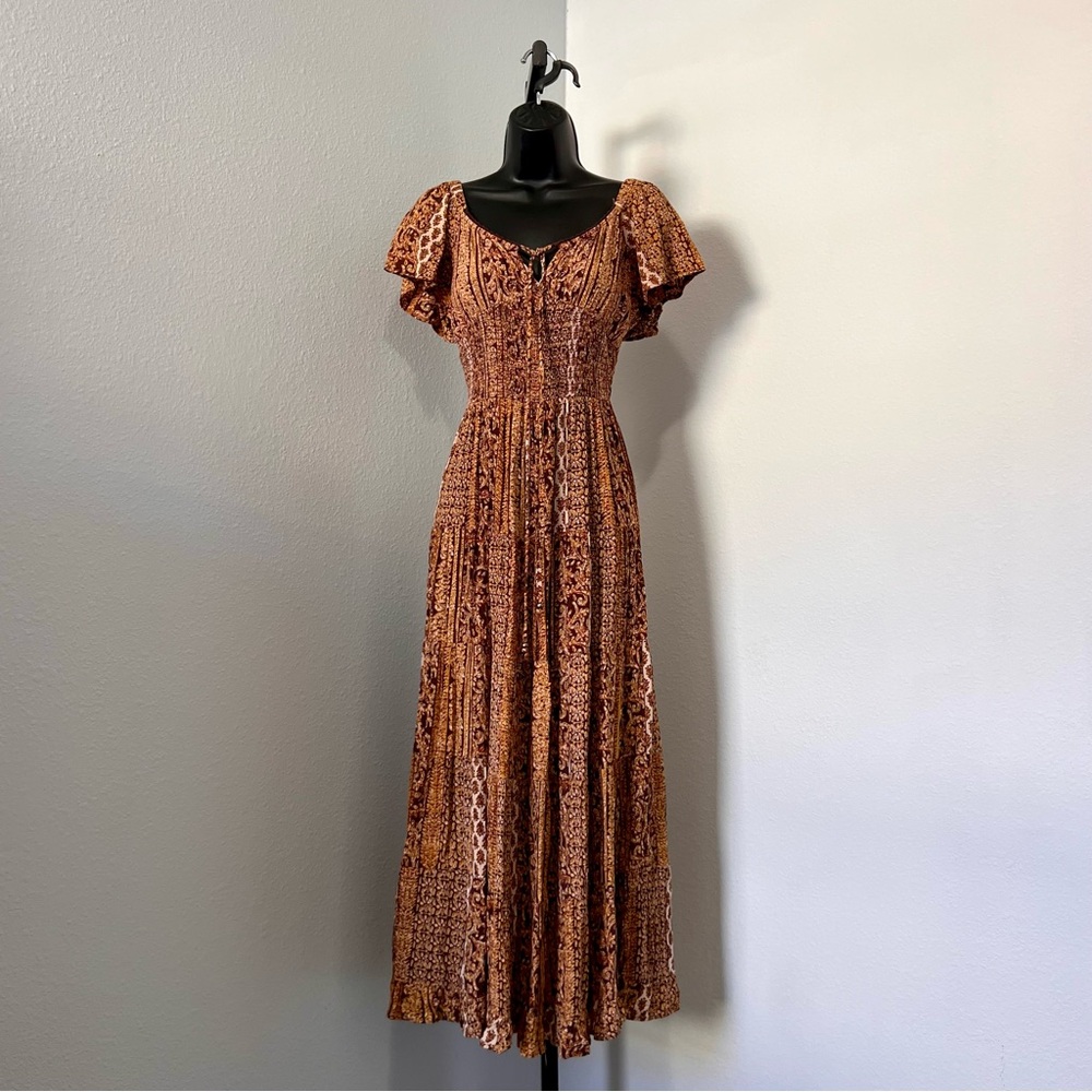 Brown and Gold Henna Bohemian Dress ⚜️